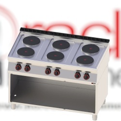 Mașină de gătit electrică cu 6 plite rotunde, cu suport deschis