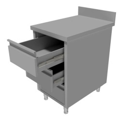 Modul neutru inox cu 3 sertare GN1/1 și rebord - Img 2