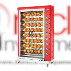Rotisor electric roșu, 8 țepușe, 48 pui CB Italia