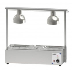 Stație dublă de menținut la cald cu Bain Marie și lampă cu infraroșu, Casselin - Img 2
