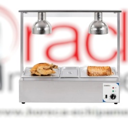 Stație dublă de menținut la cald cu Bain Marie și lampă cu infraroșu, Casselin
