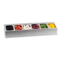 Suport neutru de banc din inox 6 cuve GN 1/6 ingrediente, Casselin - Img 2