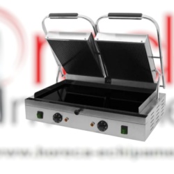 Toaster dublu cu mecanism prin apăsare pe plăci ceramice netede și striate, profesional Beckers