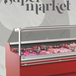 Vitrină caldă de expunere produse 1330x1220 mm, supermarket, magazin Infrico - Img 4