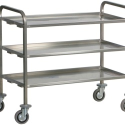 Cărucior servire din inox cu 3 polițe adâncite, 112x67x98 cm, Forcar - Img 2