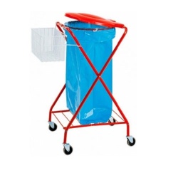 Coș de gunoi inox vopsit roșu în X cu sac atașabil, Forcar - Img 3