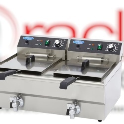 Friteuză electrică 2×16 Litri, cu robinet