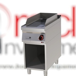 Fry top electric cu suprafață striată CROMATĂ și suport deschis