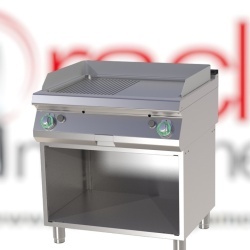 Grill dublu cu placă netedă/ striată, pe suport deschis