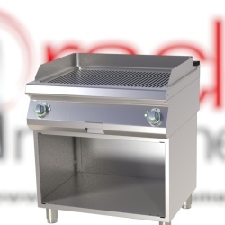 Grill dublu electric CROMAT cu placă striată, pe suport deschis