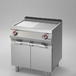 Grill dublu electric cu placă 1/2 striată 1/2 netedă cu suport închis, Desco Italia - Img 2