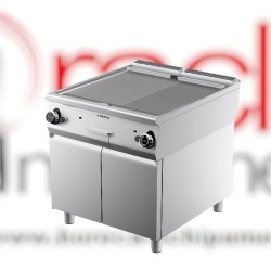 Grill dublu pe gaz cu placă cromată 1/2 striată 1/2 netedă și dulap închis, Desco