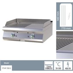 Grill dublu pe gaz cu placă netedă/striată, de banc - Img 3