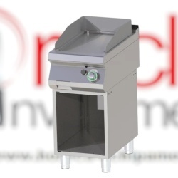 Grill simplu CROMAT pe gaz cu placă netedă, pe suport deschis