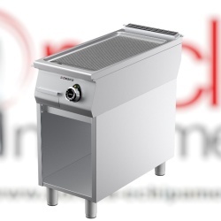 Grill simplu pe gaz cu placă striată cromată, dulap neutru deschis, Desco Italia