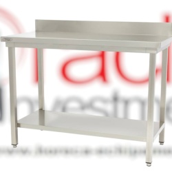 Masă de lucru inox cu poliță și rebord, 1000x700 mm