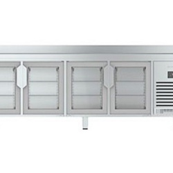 Masă frigorifică cu 4 uși de sticlă 2452x700x850 mm, Infrico - Img 2