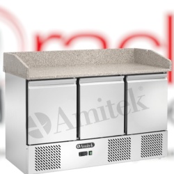 Masă frigorifică Pizza cu blat de granit ventilată 3x GN1/1, Amitek AK923PZV