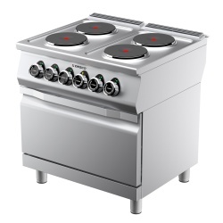 Mașină de gătit electrică cu 4 plite rotunde și cuptor electric, aragaz profesional Desco - Img 4
