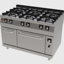Mașină de gătit pe gaz cu 6 arzătoare și cuptor, Jemi - Img 2