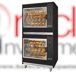 Rotisor pui ventilat electric, negru 14 țepușe, 70/84 pui, mobil, CB Italia