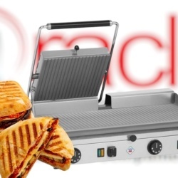 Toaster Panini cu mecanism prin apăsare pe plăci striate