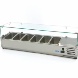 Vitrină frigorifică ingrediente 140 cm, 6xGN1/3, de banc salate, pizza, sandwich Maxima - Img 6