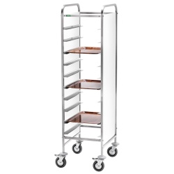 Cărucior inox+perfex tăvi 10 GN 1/1, Forcar - Img 3