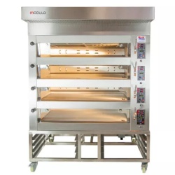 Cuptor electric panificație cu 4 vetre (4 tăvi 60x40/vatră), hotă și suport - Img 2