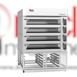 Cuptor electric pentru panificație cu 4 vetre, (8 tăvi 60x40/vatră), hotă și suport