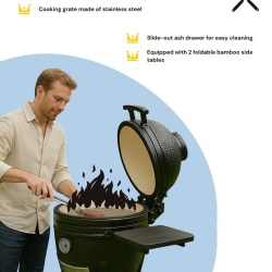 Grătar premium ceramic Kamado pe cărbuni, 66 cm, Maxima - Img 14