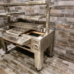 Grătar profesional Barbeque pentru Steak pe cărbuni, PIRA BBQ Combi Silver 150 - Img 4