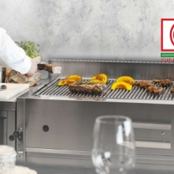Grill cu rocă vulcanică pe gaz, 650x700x850 mm pe suport, CB Italia - Img 3