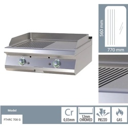 Grill dublu CROMAT pe gaz cu placă netedă/striată, de banc - Img 3