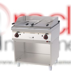 Grill dublu cu rocă vulcanică pe gaz cu suport deschis