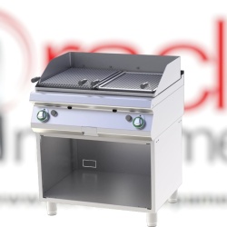 Grill dublu cu rocă vulcanică pe gaz, pe suport deschis