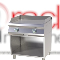 Grill dublu electric CROMAT cu placă netedă, pe suport deschis
