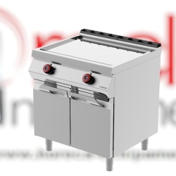 Grill dublu electric cu placă netedă cromată și suport neutru închis, Desco