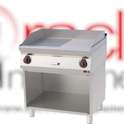 Grill dublu electric cu placă netedă/ striată, pe suport deschis