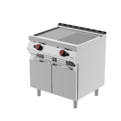 Grill dublu pe gaz cu placă 1/2 striată 1/2 netedă, cu dulap neutru închis Desco - Img 2
