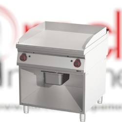 Grill dublu pe gaz cu placă netedă/striată, pe suport închis