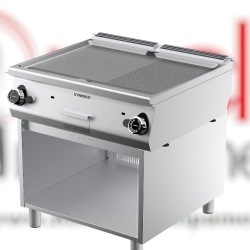 Grill dublu pe gaz cu placă striată și netedă, dulap neutru deschis, Desco Italia
