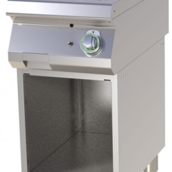 Grill simplu CROMAT pe gaz cu placa striata, pe suport deschis
