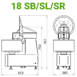 Malaxor cu spirală, cap și cuvă fixe 18 kg/22L, Fimar - Img 3