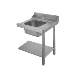 Masă de intrare cu spălător, poliță și rebord pentru mașina de spălat vase, 700 mm, inox - Img 2