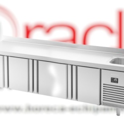 Masă frigorifică cu 4 uși și chiuvetă 2452x600x850 mm, 510 L, Infrico Spania