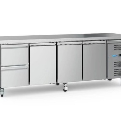 Masă frigorifică de lucru cu 4 uși, inox 223 cm, Maxima - Img 4