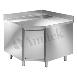 Masă inox tip dulap pe colț, cu rebord Amitek - Img 2