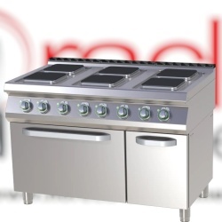 Mașină de gătit electrică cu 6 plite pătrate, cuptor electric și dulap neutru