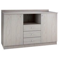 Mobilier de serviciu negru, 2 uși, 3 sertare, 136x48x95 cm - Img 2
